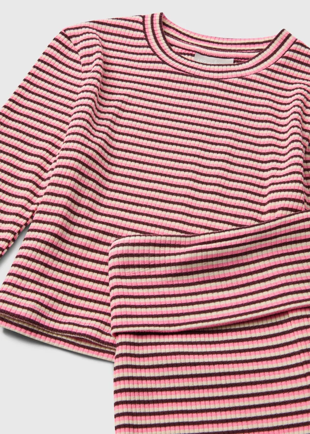 Girls Pink Long Sleeve Stripe Knitted Set (7-15yrs)