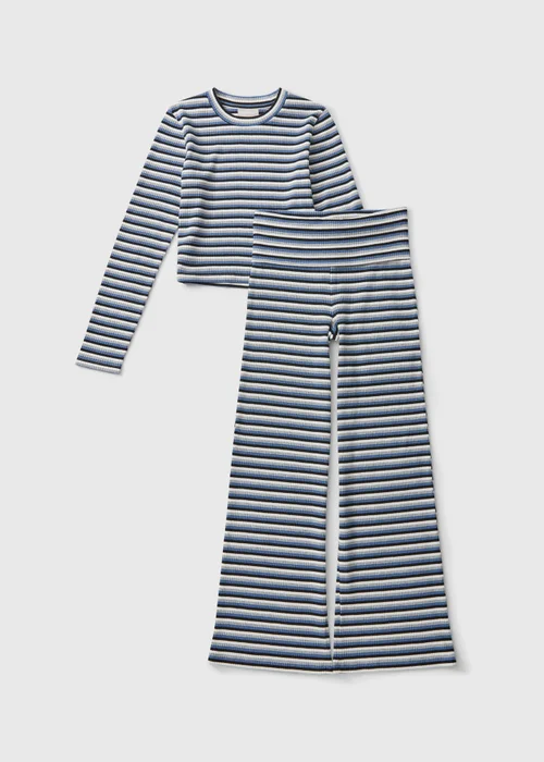 Girls Blue Stripe Top & Leggings Set (7-15 Yrs) - 7 Yrs Image 1