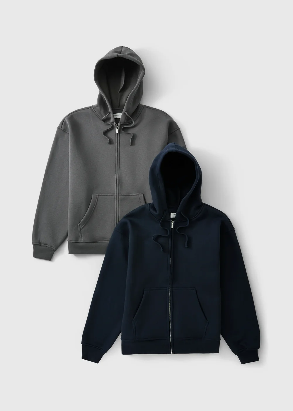 2 Pack Grey/Navy Relaxed Zip Through Hoodie - S Image 1