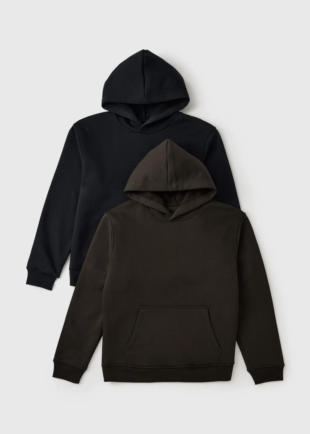 2 Pack Brown/Black Relaxed Zip Through Hoodie - Small Image 1