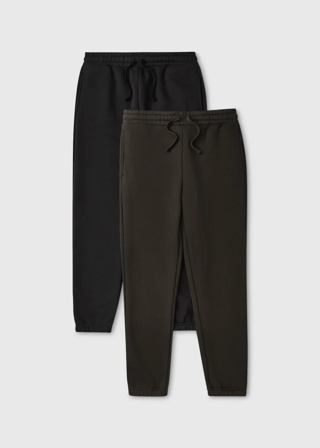 2 Pack Brown/Black Relaxed Cuff Jogging Bottoms