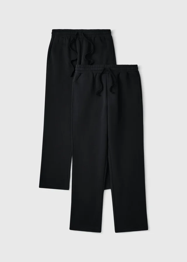 2 Pack Black Essential Straight Leg Jogging Bottom