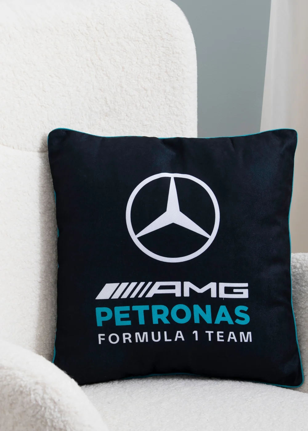 Mercedes AMG Petronas F1 Black Square Cushion - One Size Image 1