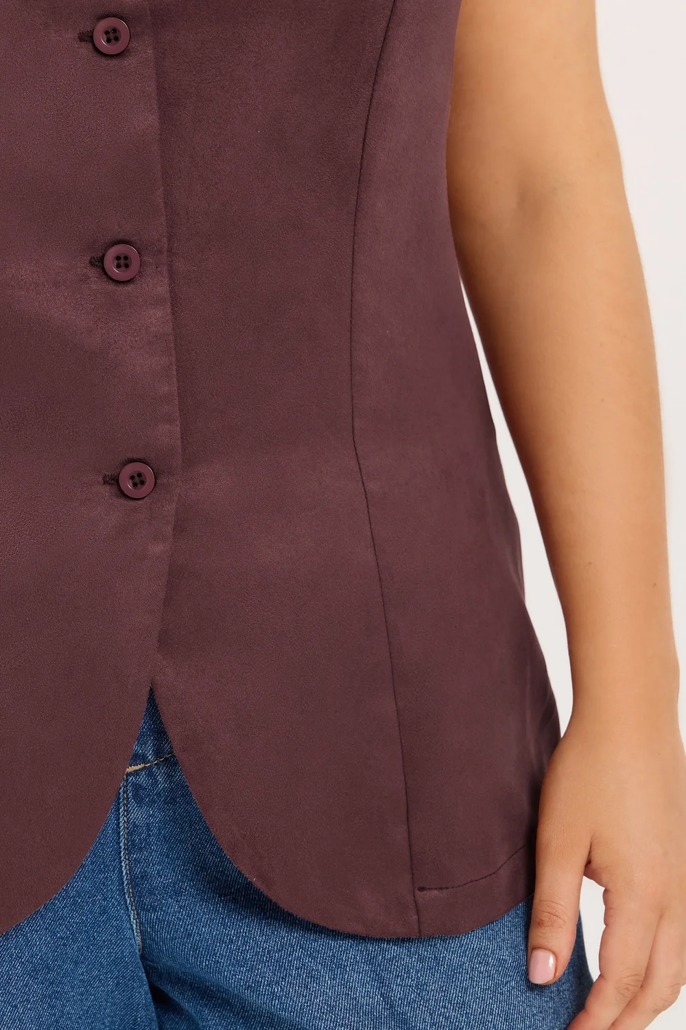 Yours Curve Burgundy Red Suedette Waistcoat - 28 Image 5