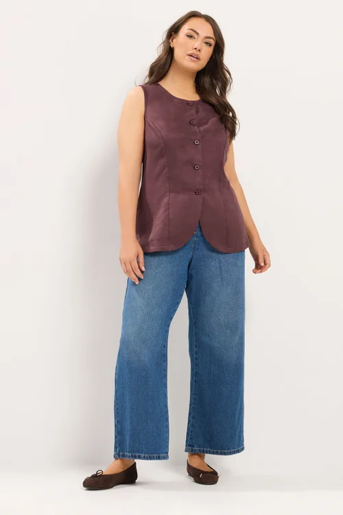 Yours Curve Burgundy Red Suedette Waistcoat - 28 Image 3