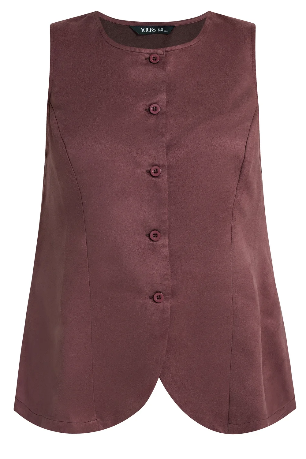 Yours Curve Burgundy Red Suedette Waistcoat - 28 Image 2