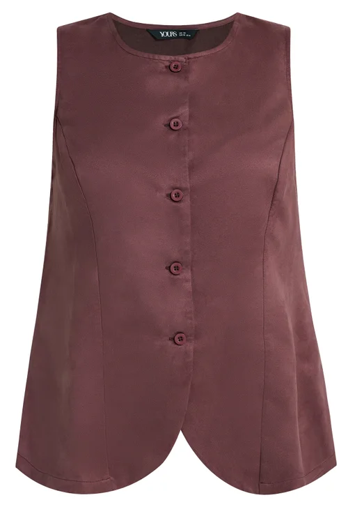 Yours Curve Burgundy Red Suedette Waistcoat - 28 Image 2