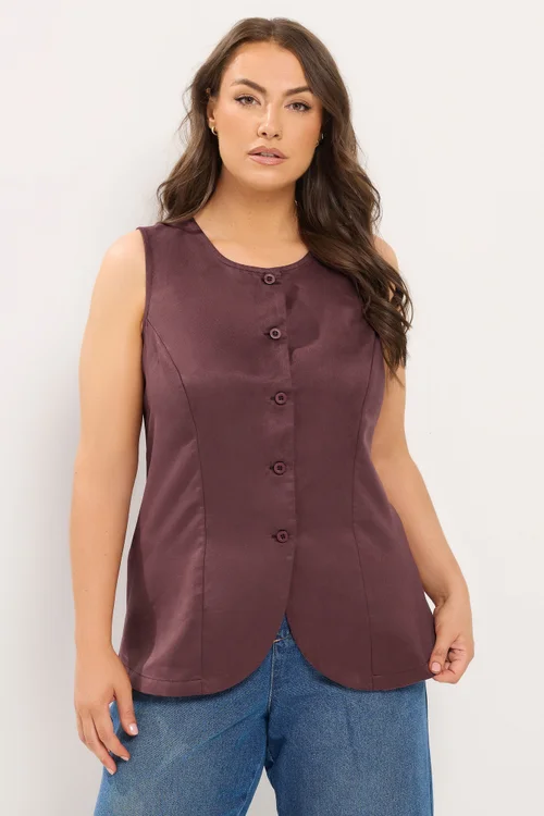 Yours Curve Burgundy Red Suedette Waistcoat - 28 Image 1