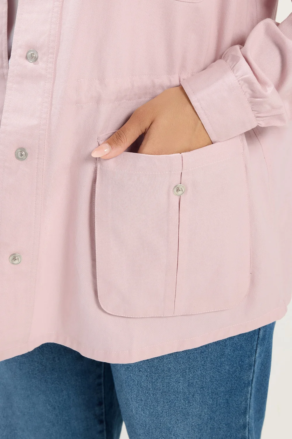 Yours Curve Light Pink Carpenter Jacket - 22-24 Image 5