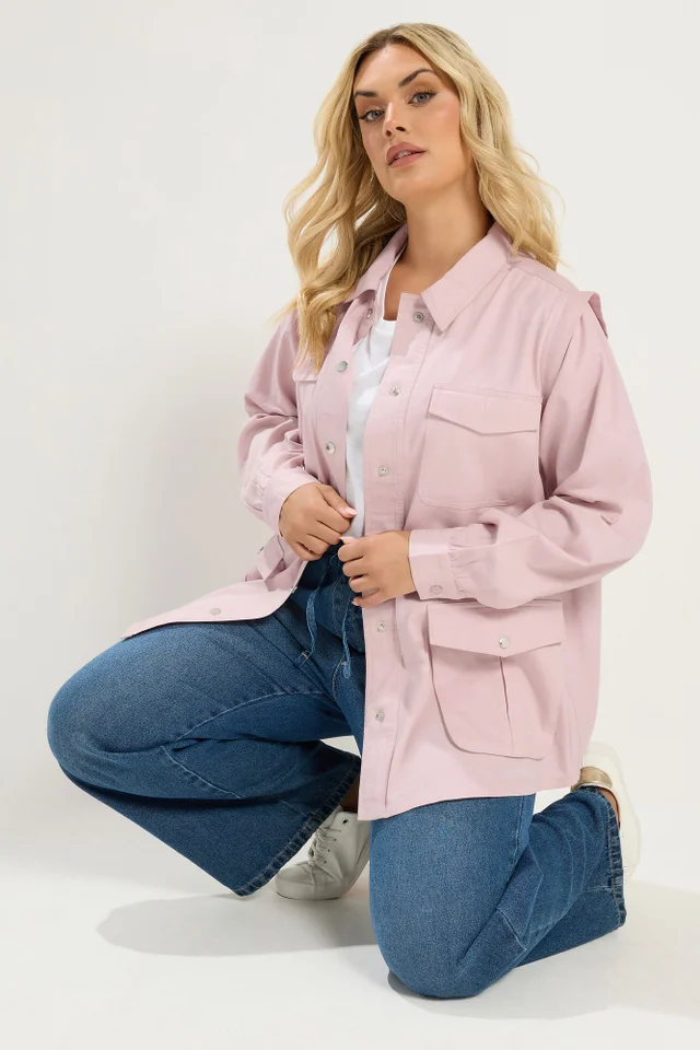 Yours Curve Light Pink Carpenter Jacket