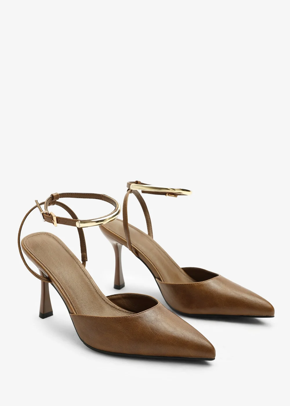 Where's That From Cheyenne Tan Bar Trim Detail Cut Out Court Shoe Heels - Size 6 Image 2