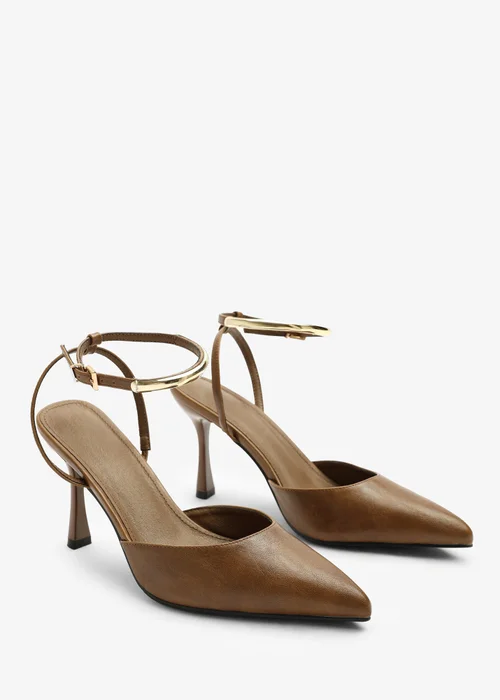 Where's That From Cheyenne Tan Bar Trim Detail Cut Out Court Shoe Heels - Size 6 Image 2