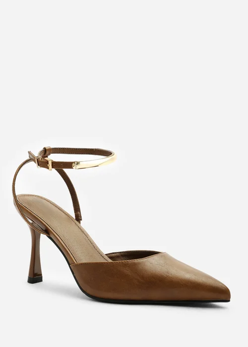 Where's That From Cheyenne Tan Bar Trim Detail Cut Out Court Shoe Heels - Size 6 Image 5