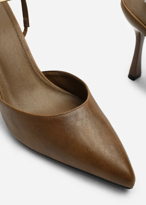 Where's That From Cheyenne Tan Bar Trim Detail Cut Out Court Shoe Heels - Size 6 Image 3