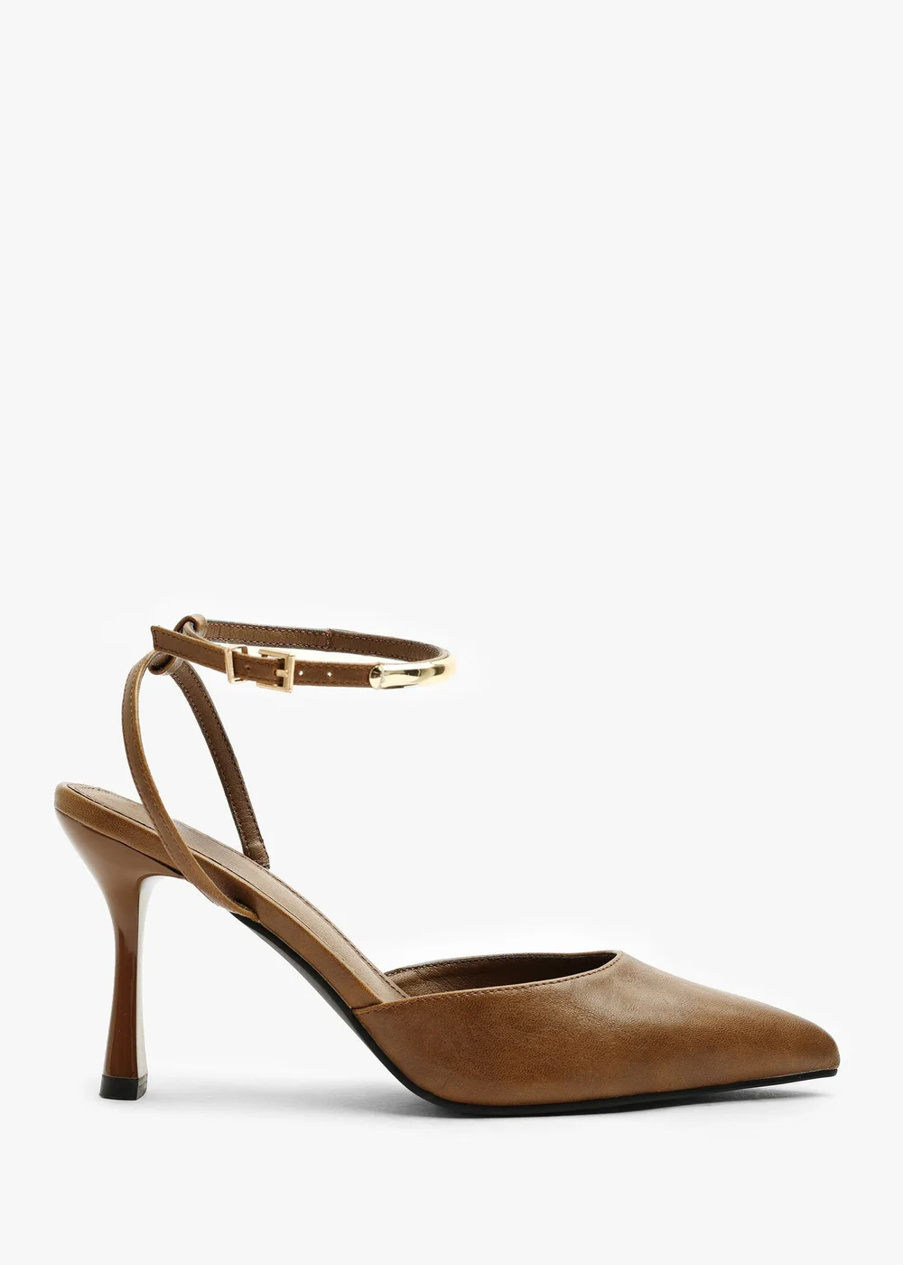 Where's That From Cheyenne Tan Bar Trim Detail Cut Out Court Shoe Heels - Size 6 Image 4