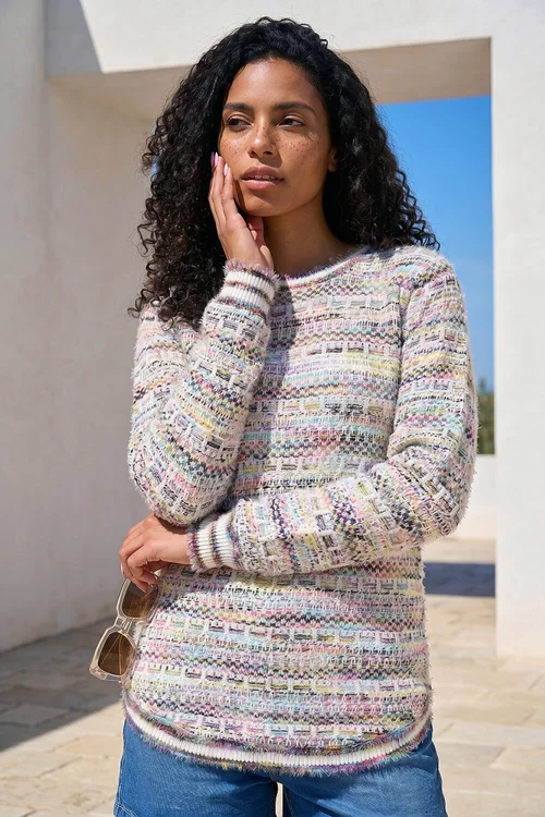Roman Lilac Space Dye Curved Hem Knit Jumper - 10 Image 2