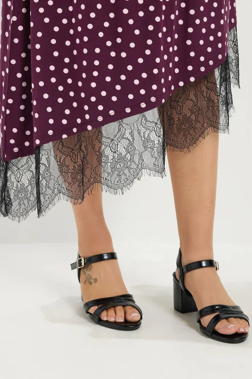 Yours Curve Purple Polka Dot Lace Asymmetric Hem Skirt - 16 Image 4