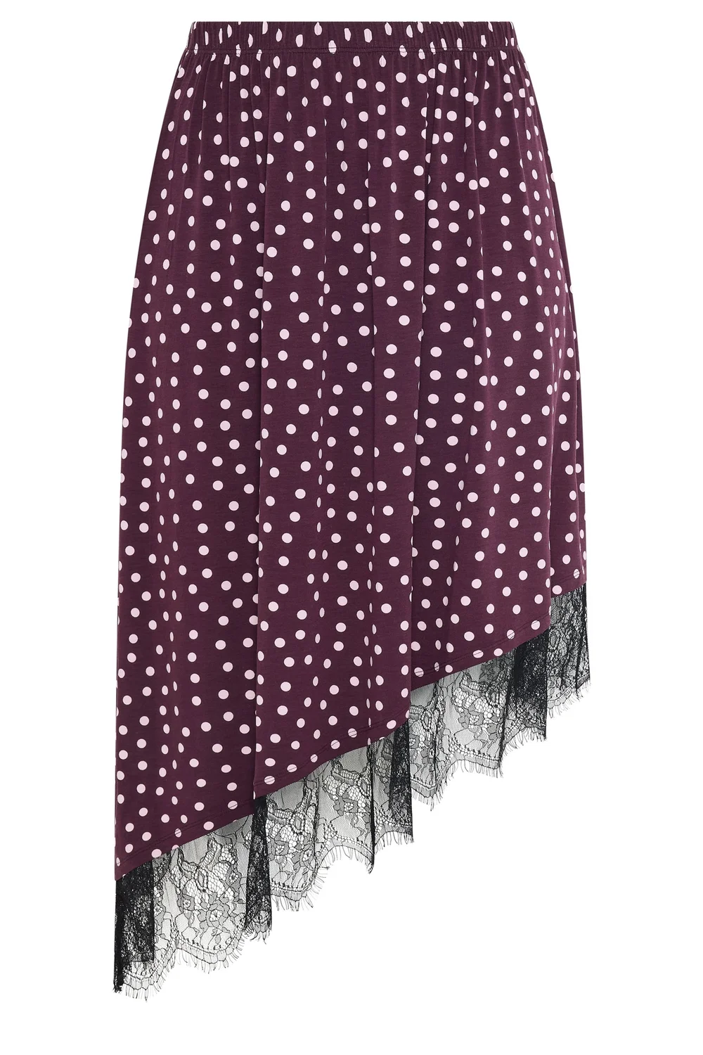 Yours Curve Purple Polka Dot Lace Asymmetric Hem Skirt - 16 Image 5