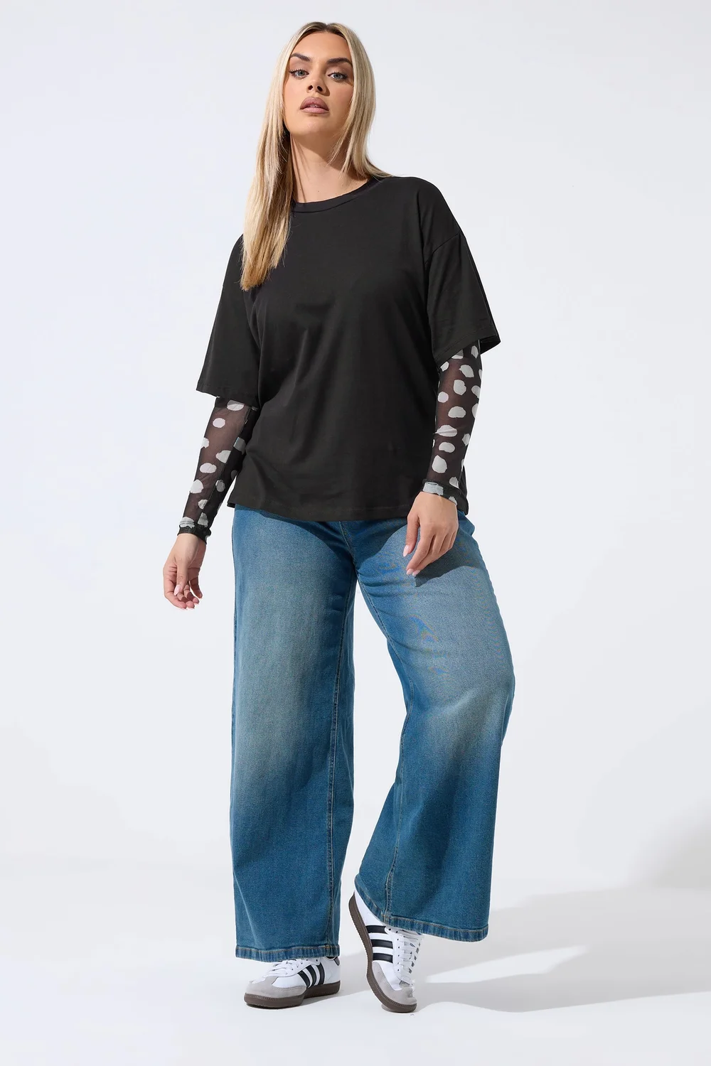 Limited Collection Curve Black Polka Dot Sleeve T-Shirt - 22-24 Image 2