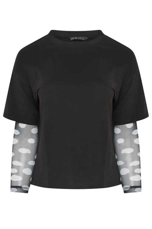 Limited Collection Curve Black Polka Dot Sleeve T-Shirt - 22-24 Image 5
