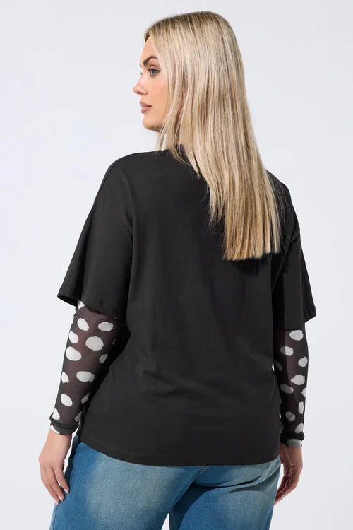 Limited Collection Curve Black Polka Dot Sleeve T-Shirt - 22-24 Image 3
