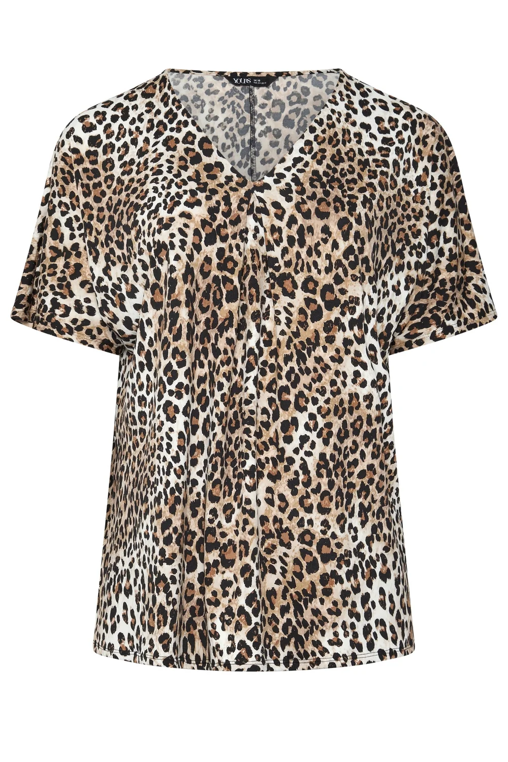 Yours Curve Brown Leopard Pleated Front Top - 30-32 Image 5