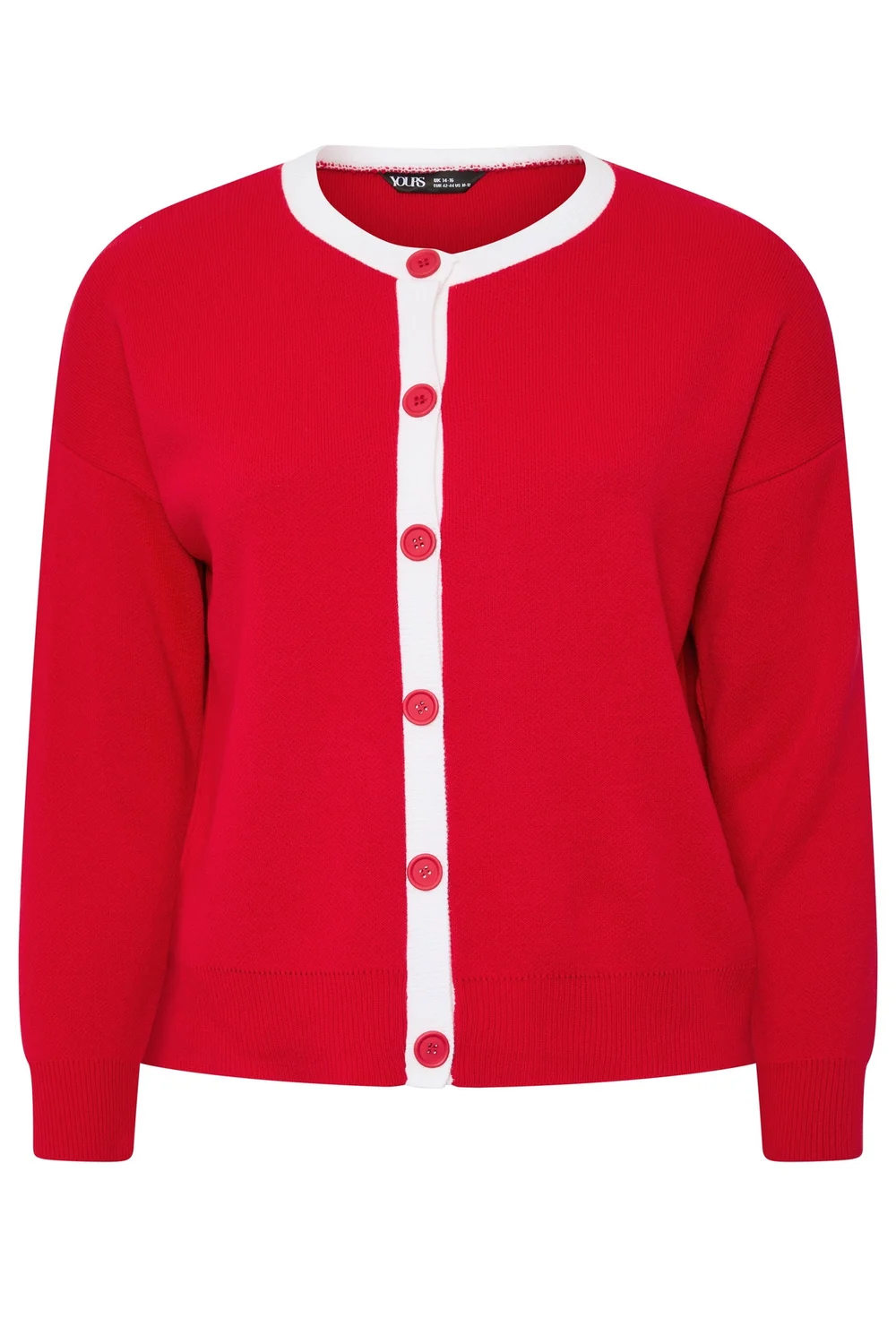 Yours Curve Red Contrast Knitted Cardigan - 30-32 Image 5