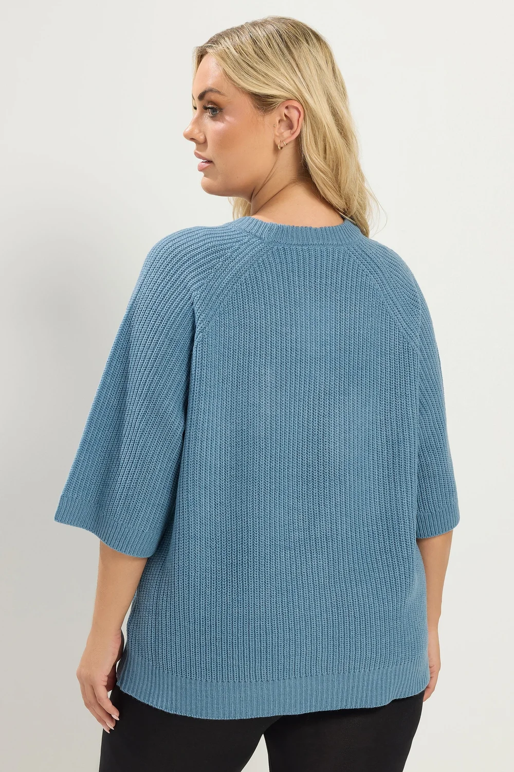 Yours Curve Denim Blue Knitted Jumper - 30-32 Image 5