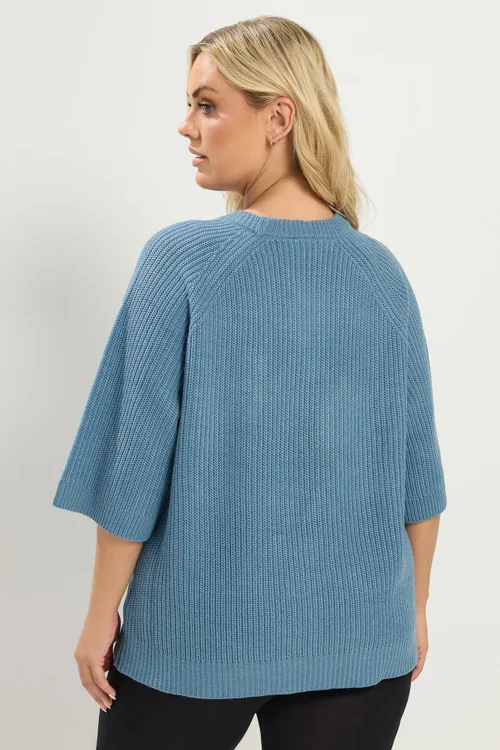 Yours Curve Denim Blue Knitted Jumper - 30-32 Image 5