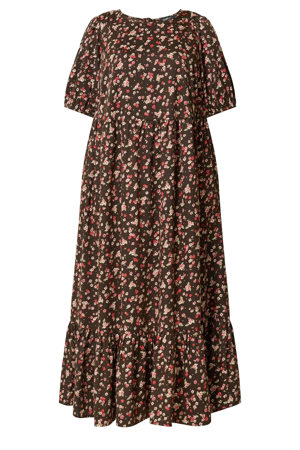 Yours Curve Brown Ditsy Floral Smock Maxi Dress - 14 Image 5