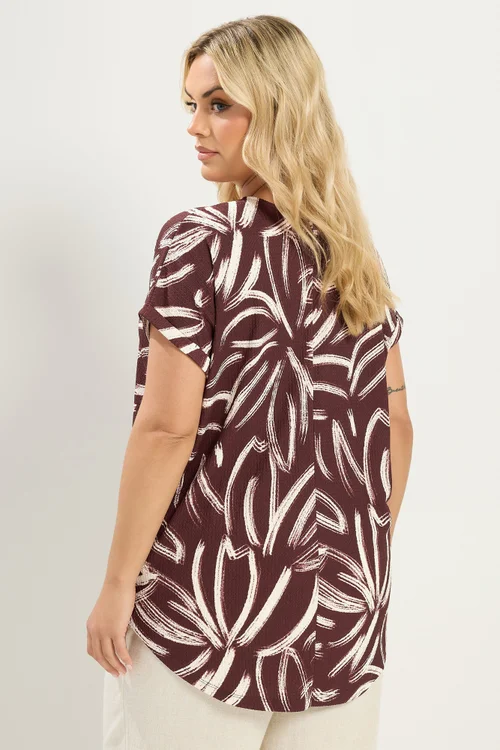 Yours Curve Chocolate Brown Abstract Print Blouse - 22-24 Image 4