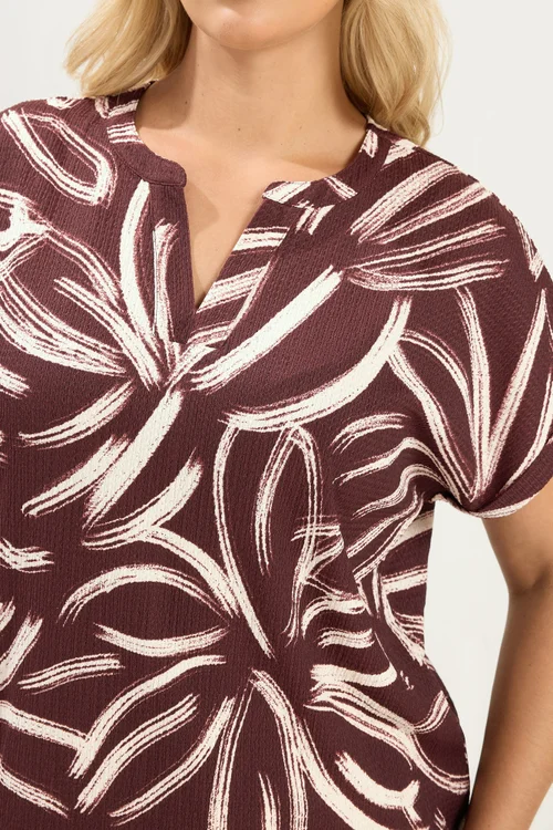 Yours Curve Chocolate Brown Abstract Print Blouse - 22-24 Image 5