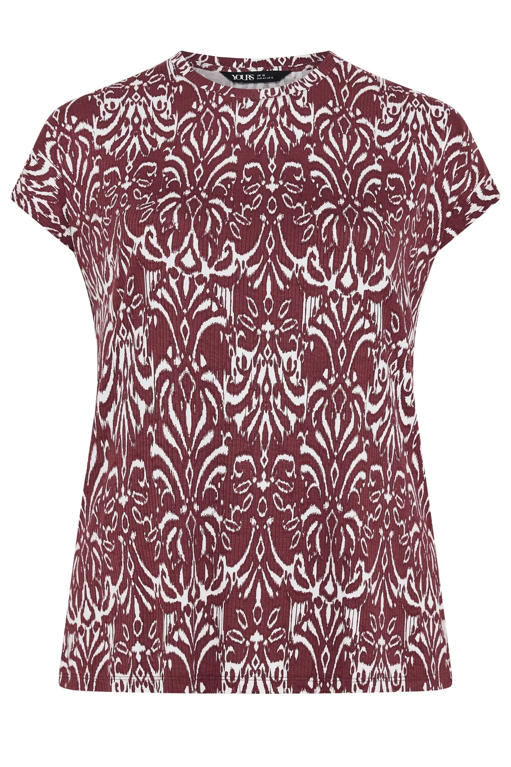 Yours Curve Red Ikat T-Shirt - 22-24 Image 5