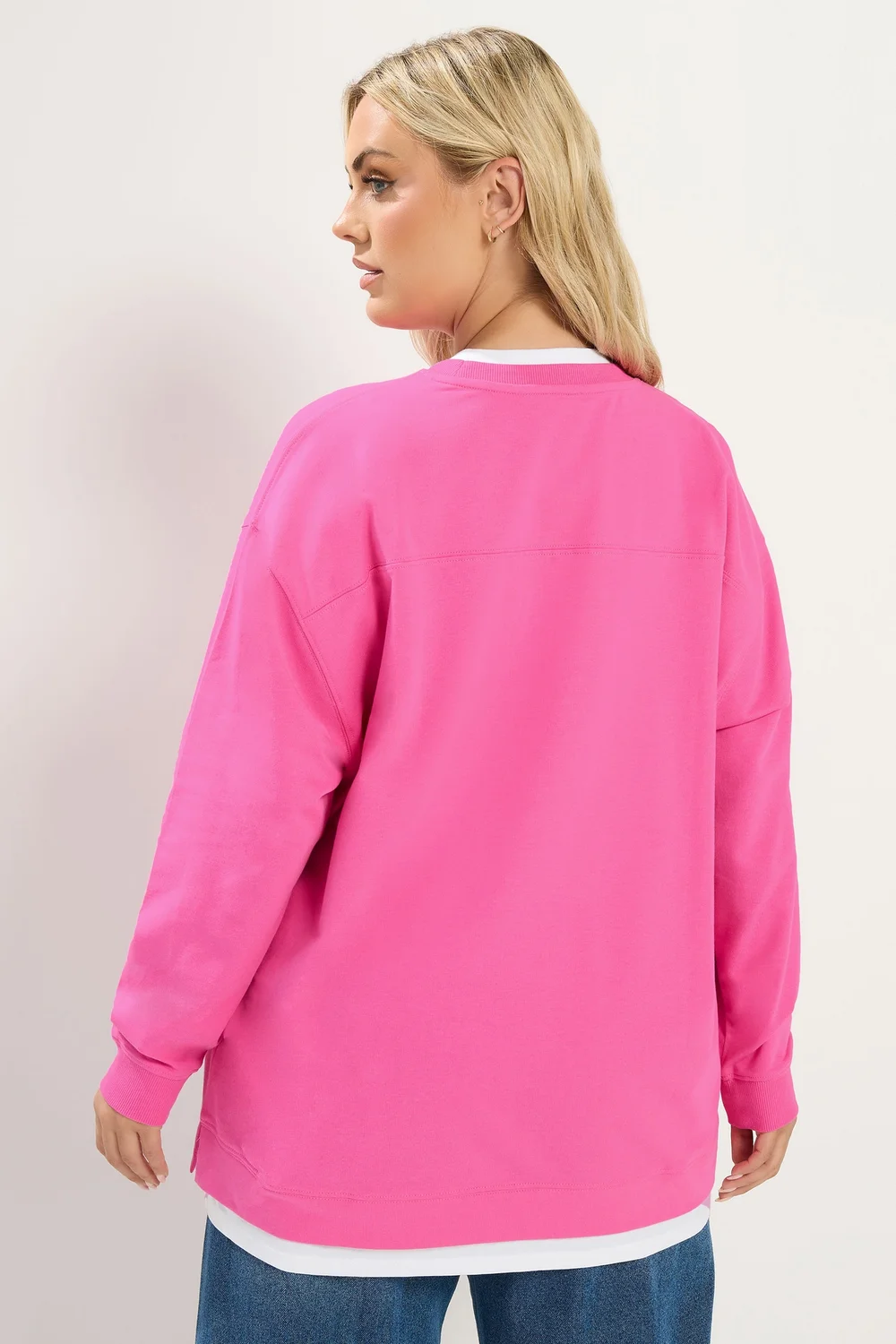 Yours Curve Pink 2-In-1 Crew Neck Sweatshirt - 14 Image 3