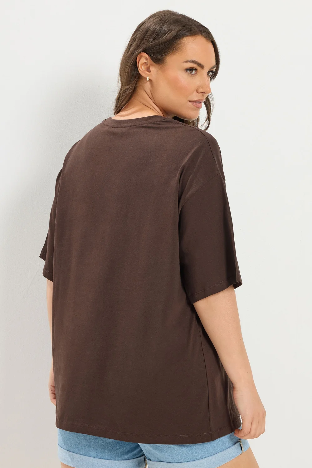 Yours Curve Chocolate Brown Floral Graphic Print T-Shirt - 22-24 Image 3