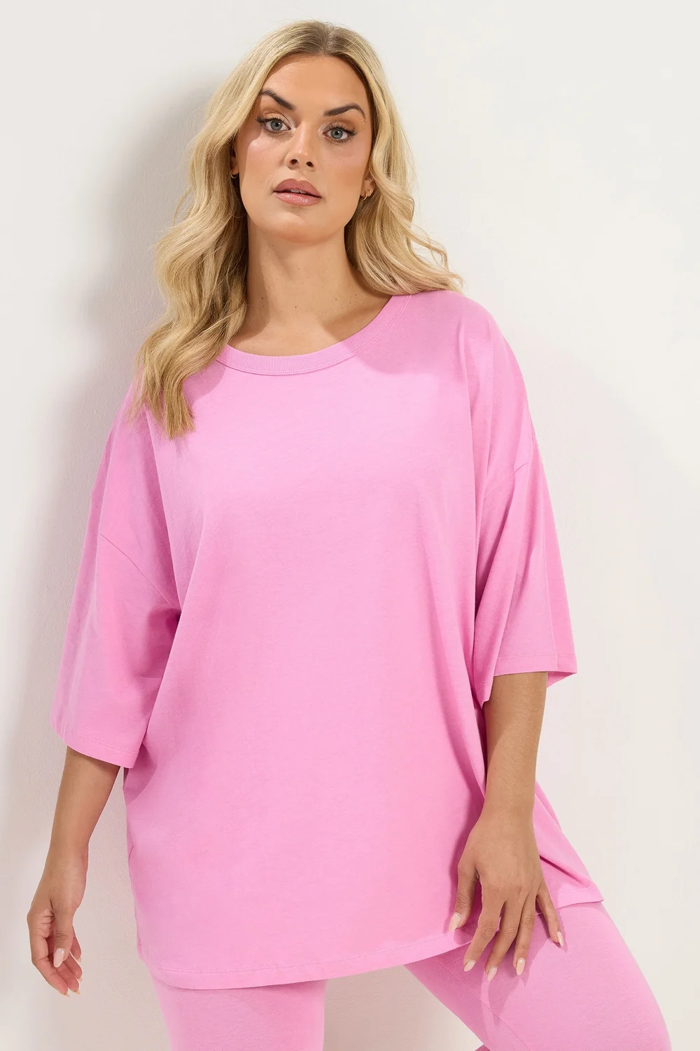 Yours Curve Pink Oversized Boxy T-Shirt - 16 Image 1