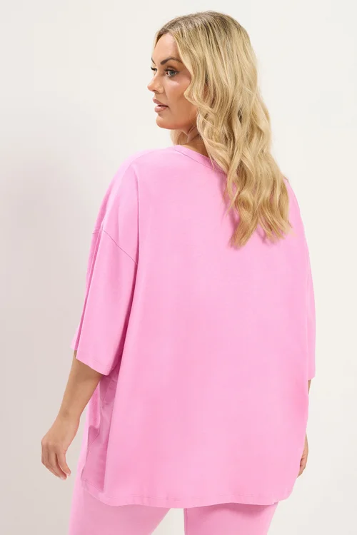 Yours Curve Pink Oversized Boxy T-Shirt - 16 Image 4