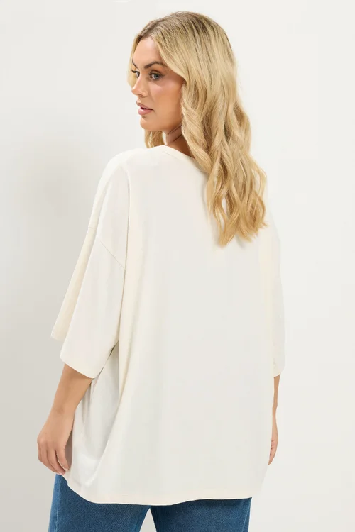 Yours Curve Ivory White Boxy T-Shirt - 14 Image 3
