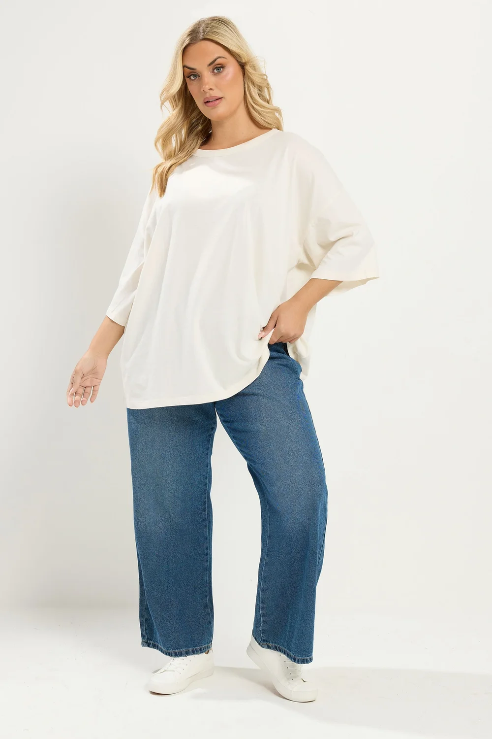 Yours Curve Ivory White Boxy T-Shirt - 14 Image 2