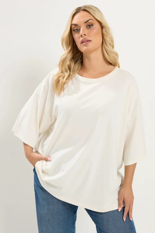 Yours Curve Ivory White Boxy T-Shirt - 14 Image 1