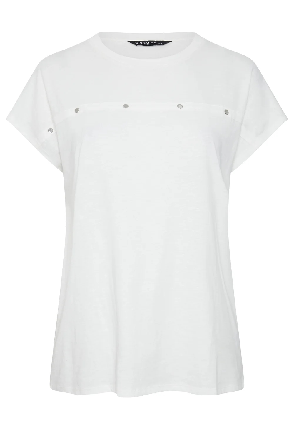 Yours Curve White Stud Grown-On Sleeve T-Shirt - 22-24 Image 5