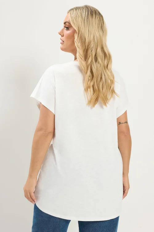 Yours Curve White Stud Grown-On Sleeve T-Shirt - 22-24 Image 3
