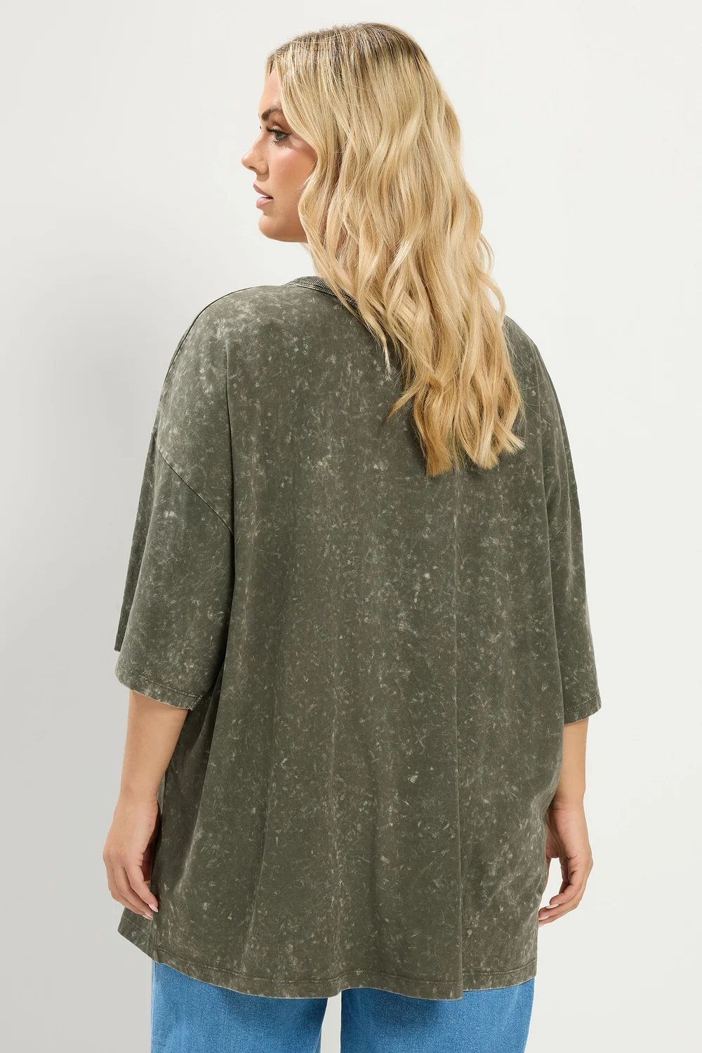 Yours Curve Green Acid Wash 'Cosmic' Oversized T-Shirt - 20 Image 4