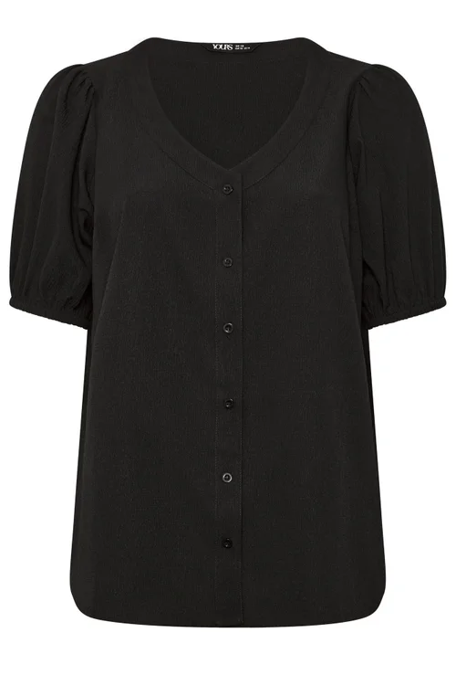 Yours Curve Black Textured Blouse - 16 Image 5