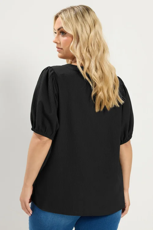 Yours Curve Black Textured Blouse - 16 Image 3