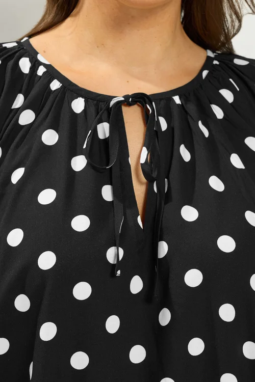 Yours Curve Black Polka Dot Blouse - 22-24 Image 5