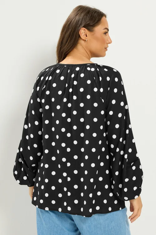 Yours Curve Black Polka Dot Blouse - 22-24 Image 4