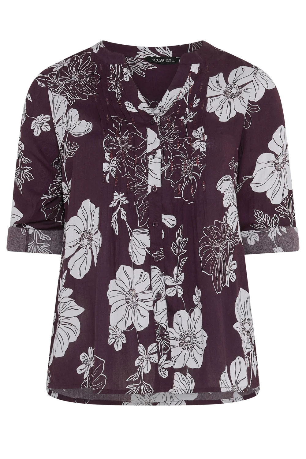 Yours Curve Purple Floral Pintuck Top - 20 Image 5