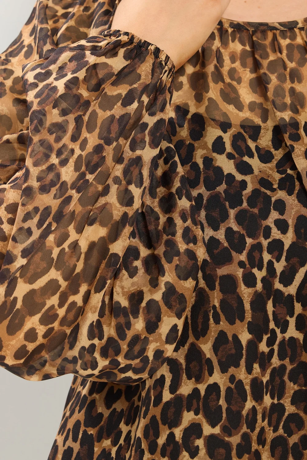 Yours Curve Brown Leopard Chiffon Top - 26-28 Image 4