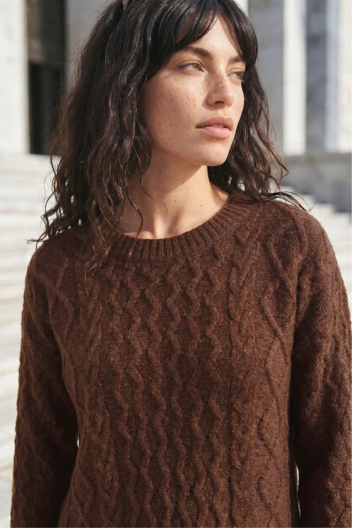 Roman Chocolate Cable Knit Jumper - 20 Image 4